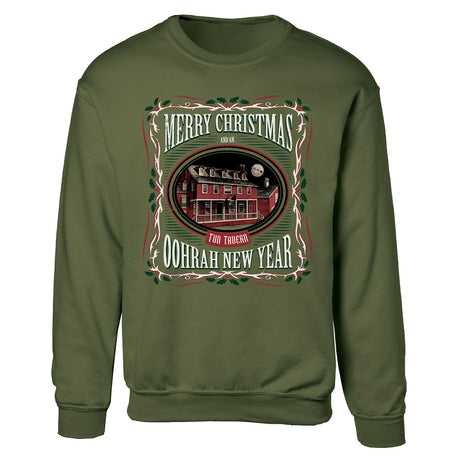 USMC Tun Tavern Christmas Sweatshirt- OD Green - SGT GRIT