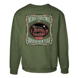 USMC Tun Tavern Christmas Sweatshirt Back Design- OD Green - SGT GRIT