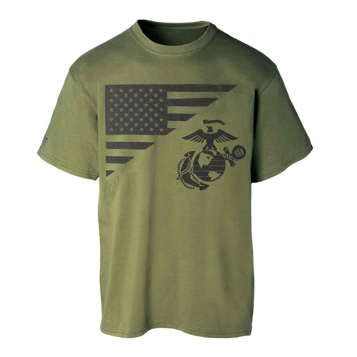 USMC Flag, EGA Emblem T-shirt 100% Cotton
