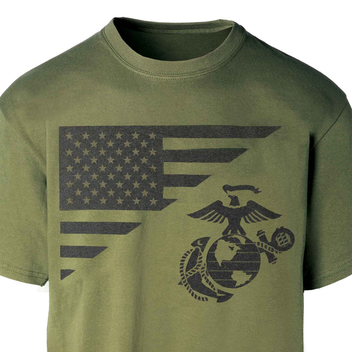 USMC Flag, EGA Emblem T-shirt 100% Cotton - SGT GRIT