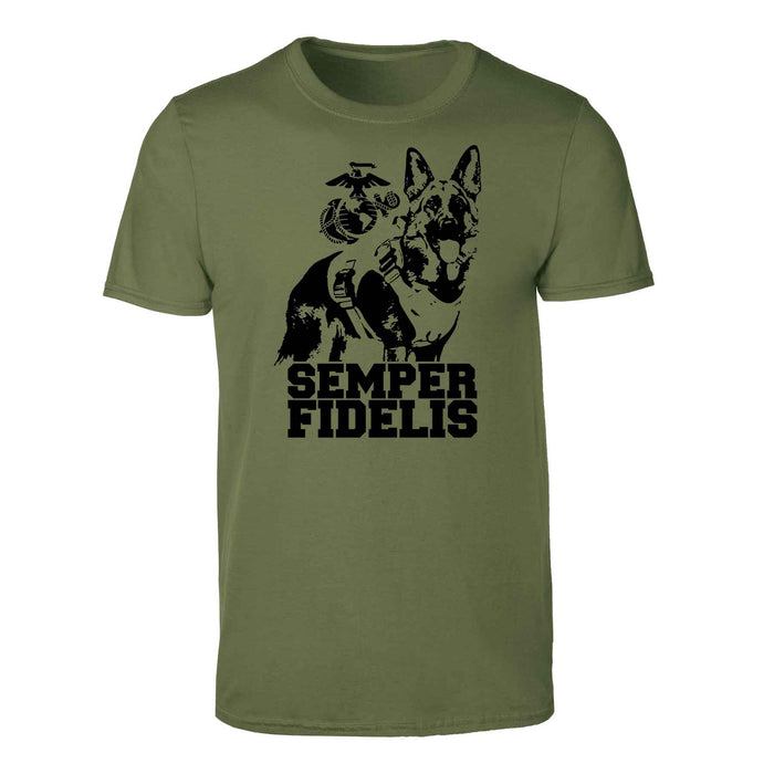 Marine Corps K-9 T-shirt with German Shepherd Graphic Design - SGT GRIT