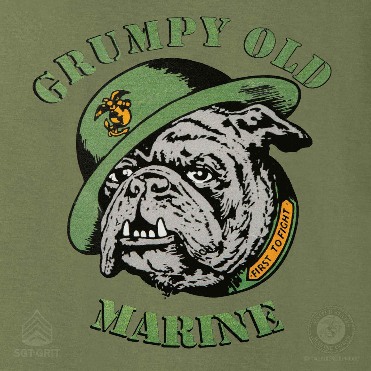 Sgt Grumpy Patch Grumpy Old Marine Bulldog T-Shirt – USMC Mascot Tee | SGT GRIT