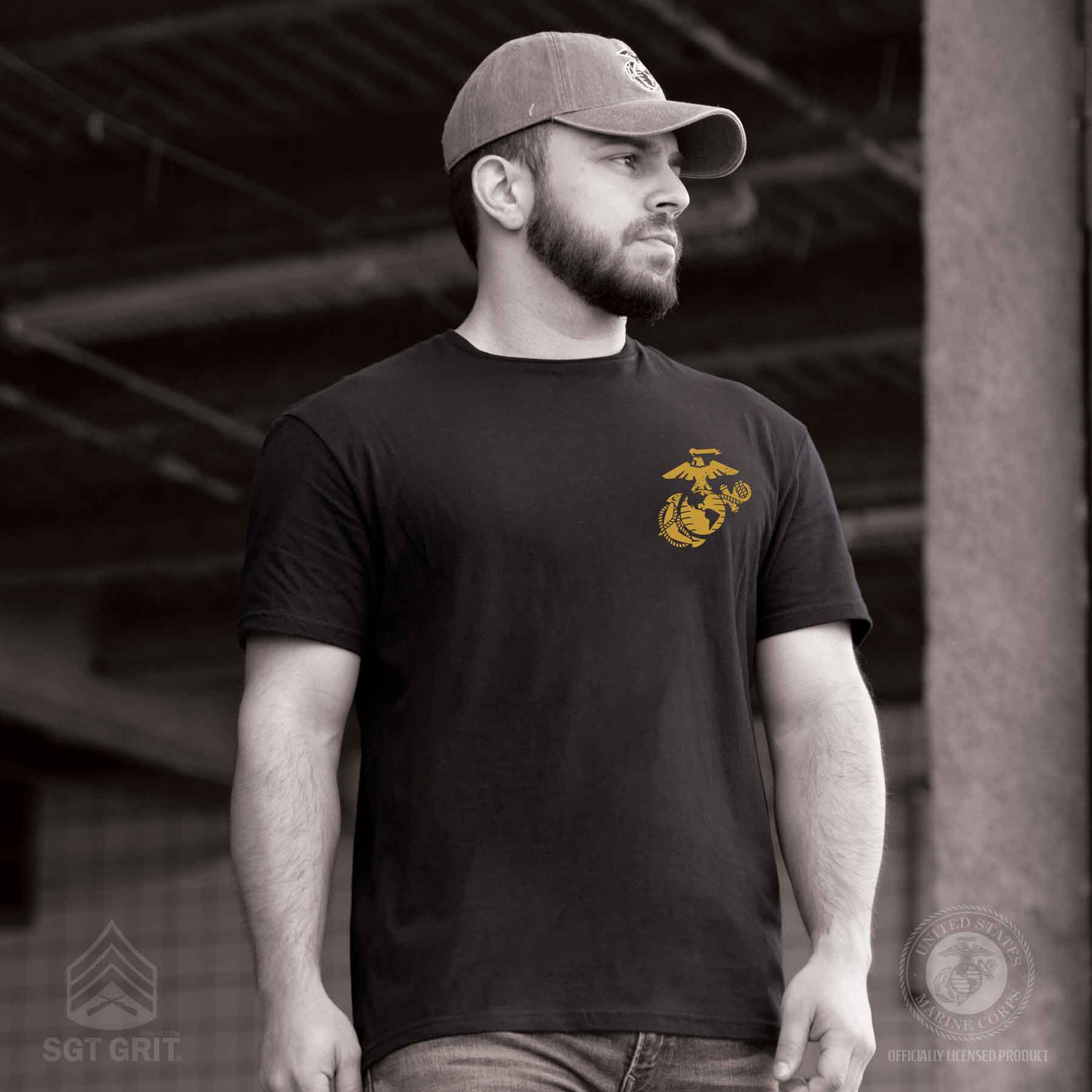 Parris Island MCRD Palm T-Shirt - USMC - SGT GRIT