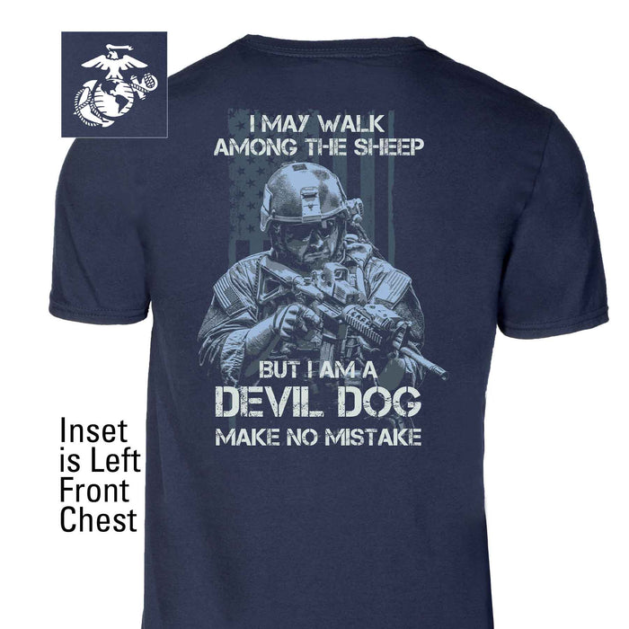 Devil Dog Make No Mistake Back With Left Chest T-shirt