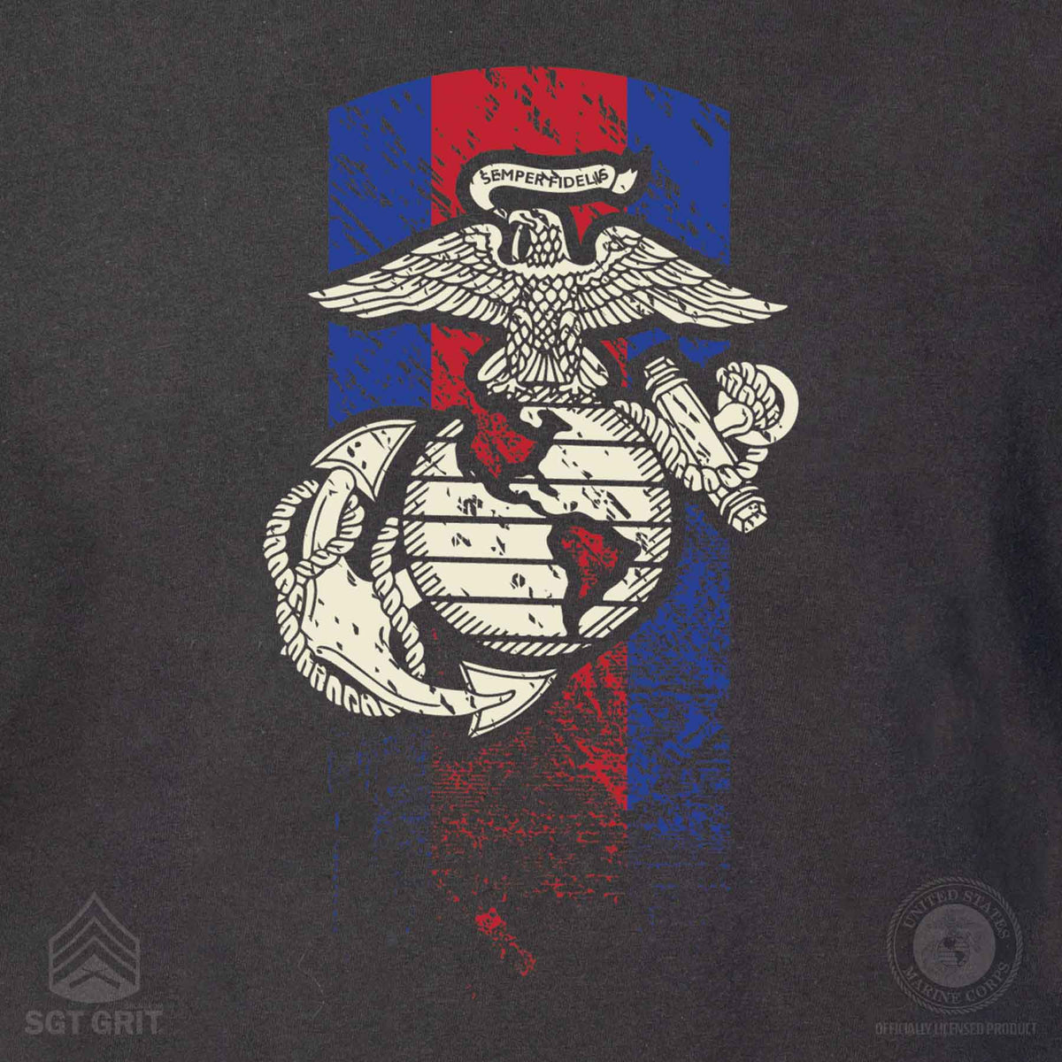 Grunt Style USMC Blood Stripe T-Shirt | Navy Blue | Men's Cotton Crew Neck Short Sleeve Tee