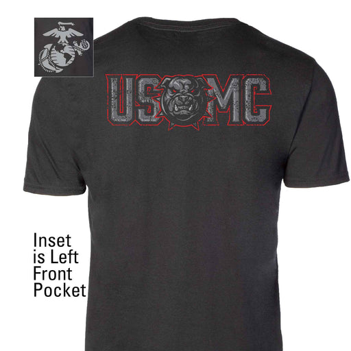 USMC Devil Dog Back With Front Pocket T-shirt, Gray EGA - SGT GRIT