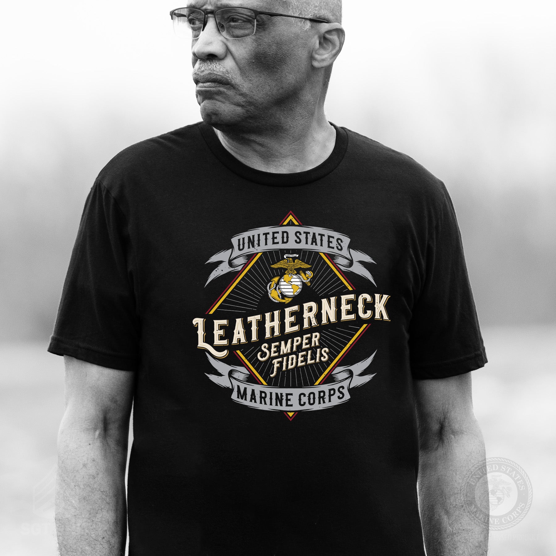 Marines Leatherneck Diamond T-Shirt – Semper Fi USMC Tee – SGT GRIT