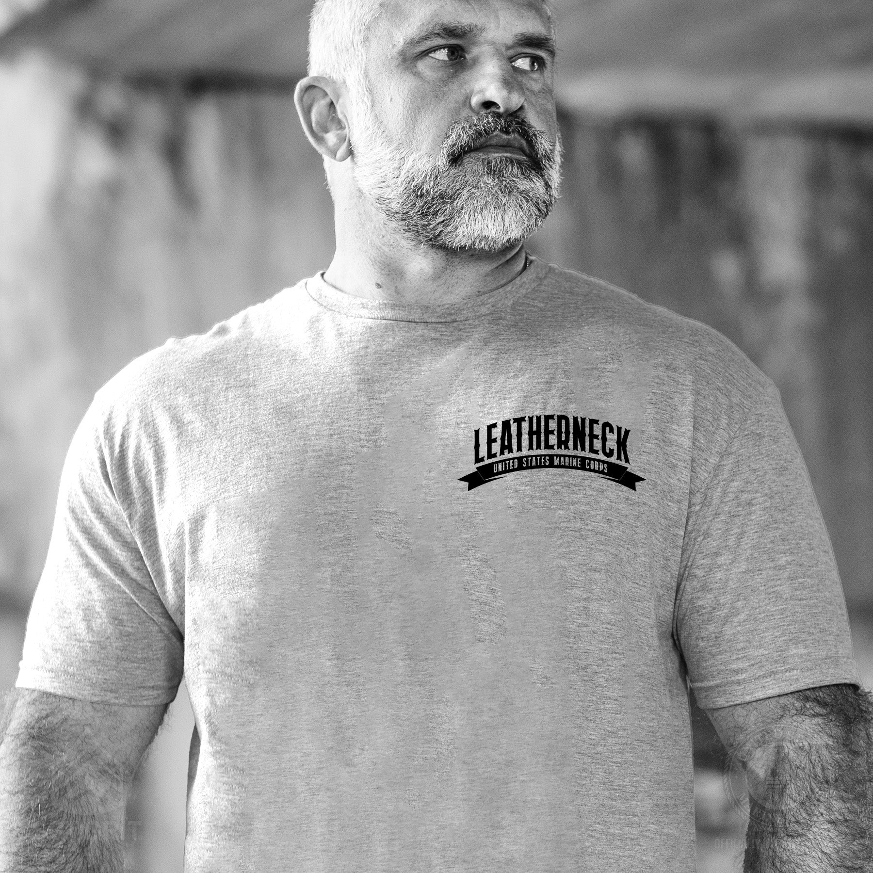 USMC Leatherneck Left Chest T-Shirt Gray – Official Marine Tee