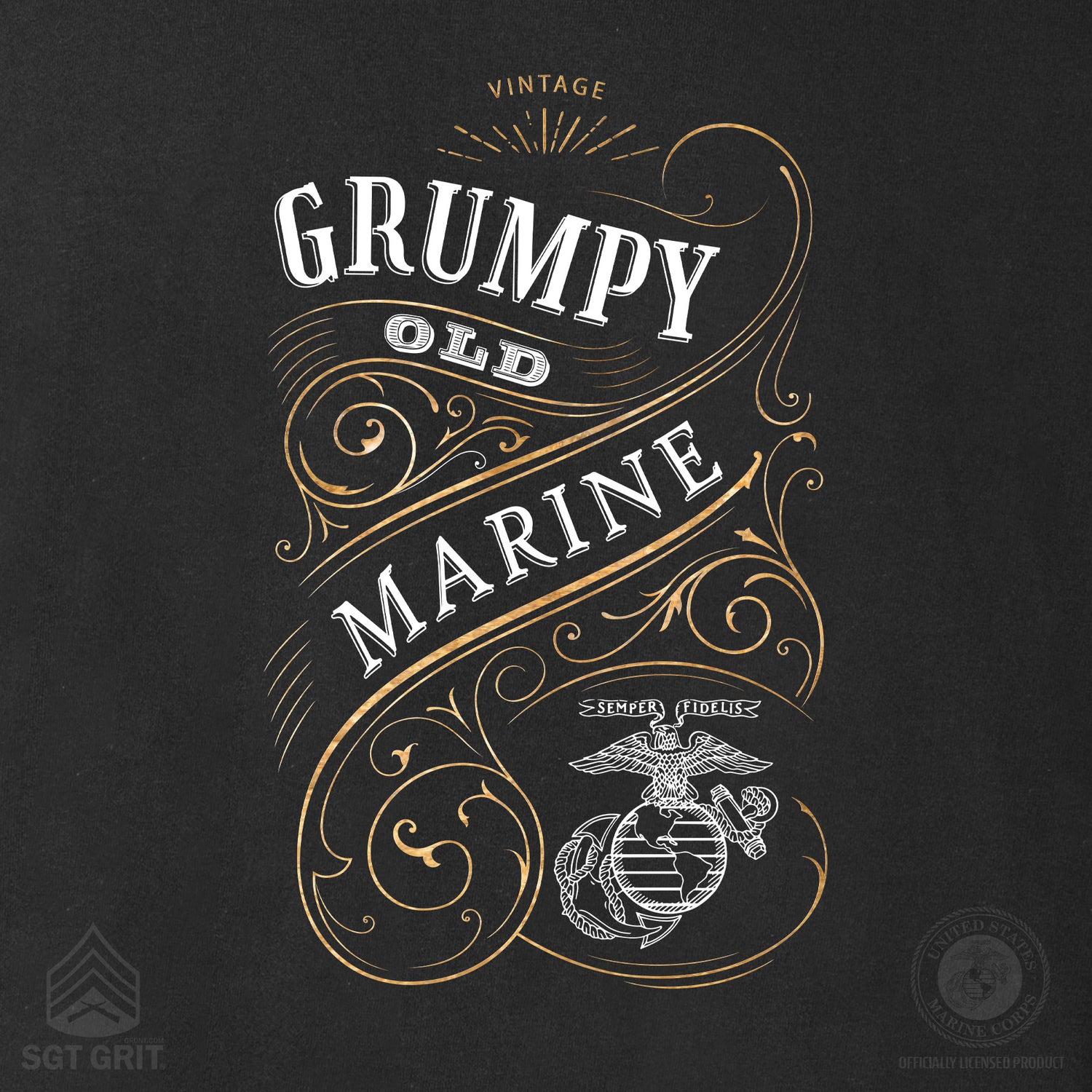 Grumpy Old Marine Vintage EGA T-shirt- Back Design – SGT GRIT