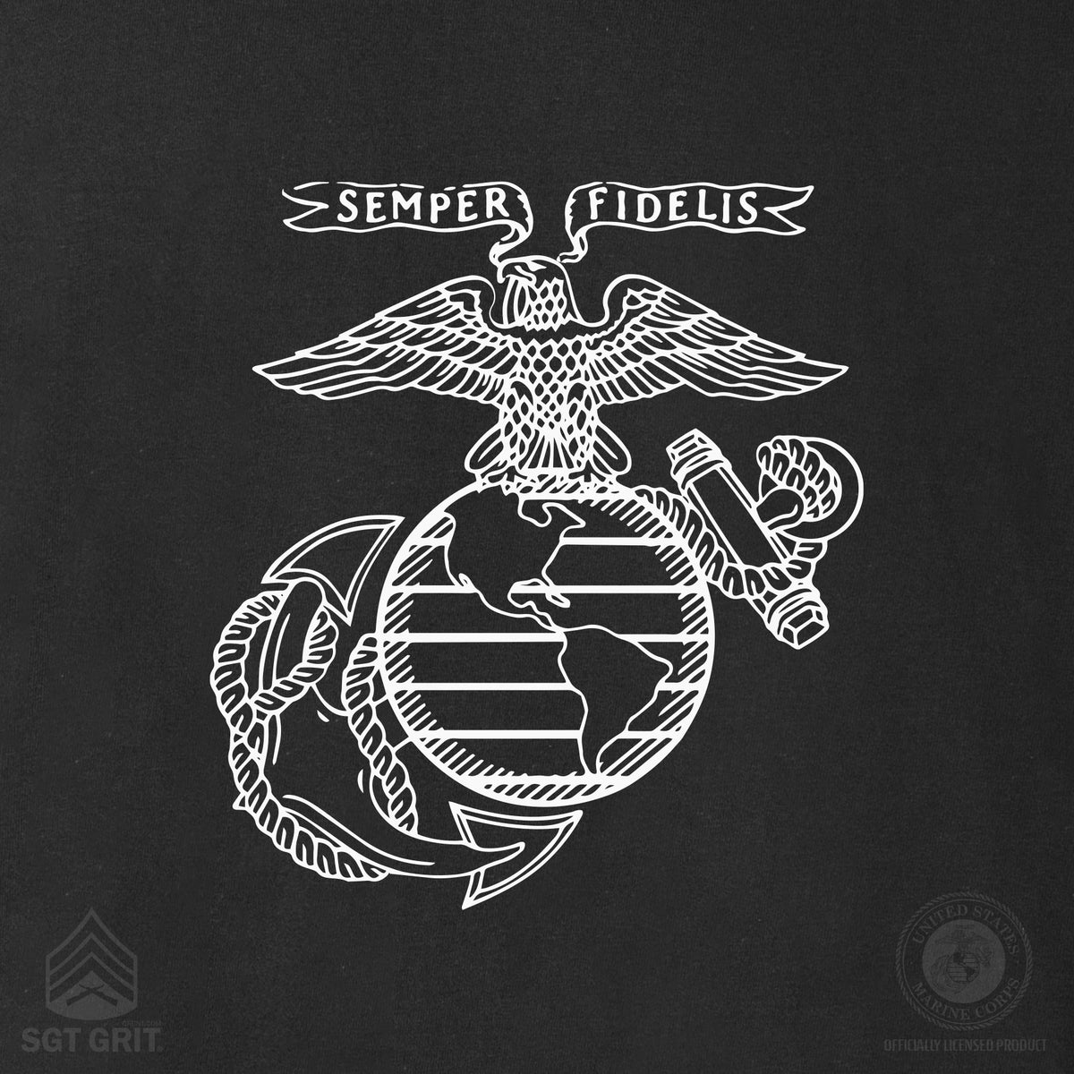 Sgt Grumpy Patch Grumpy Old Marine Vintage EGA T-shirt- Back Design – SGT GRIT