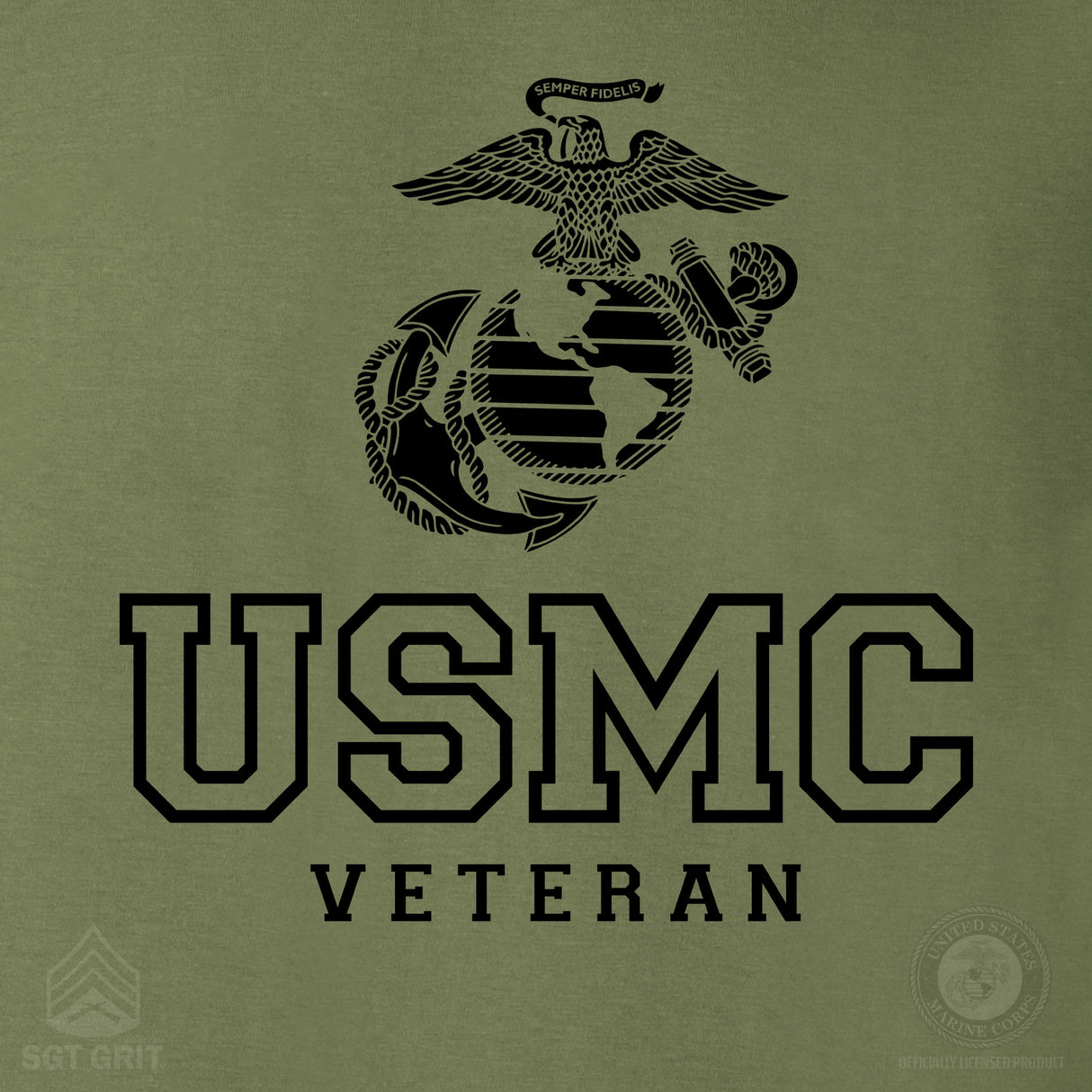 USMC Veteran Tonal T-shirt- Back Design - SGT GRIT