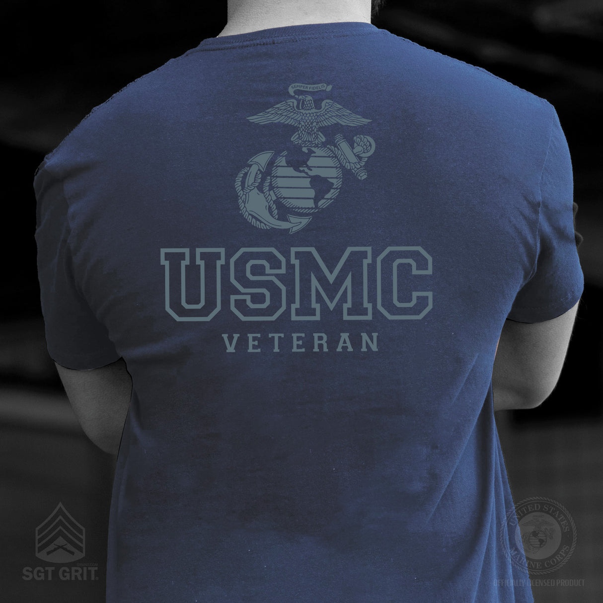 USMC Veteran Tonal T-shirt- Back Design - SGT GRIT