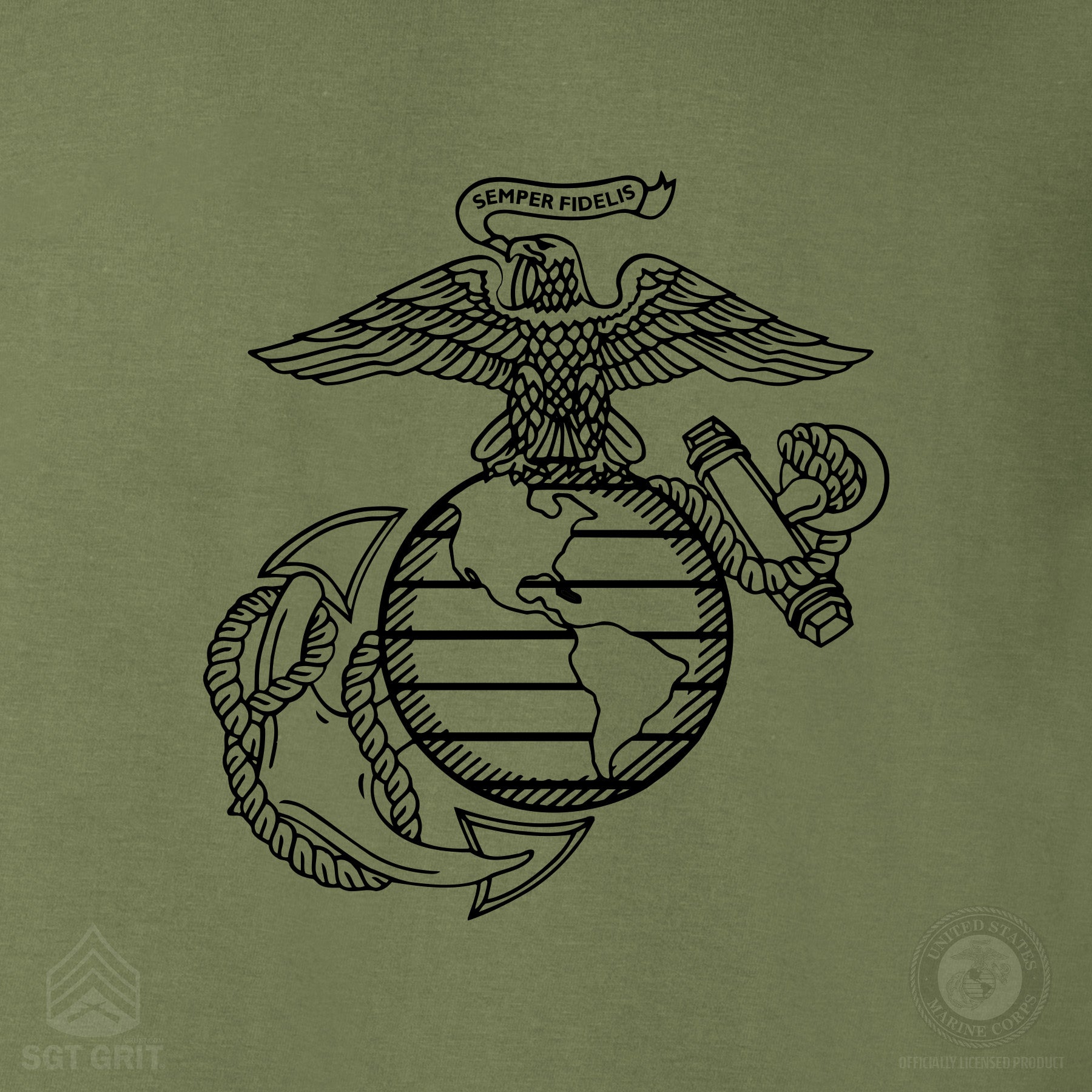 USMC Semper Fidelis T-Shirt – Gold on Red | EGA Back Design – SGT GRIT