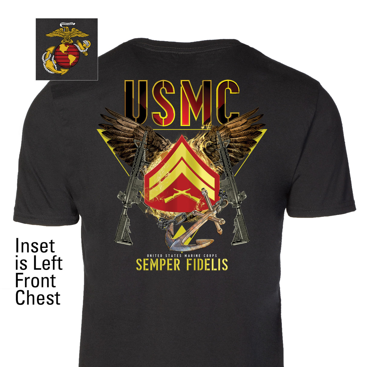 Exclusive Marine Corps T-shirt Customized by Rank- Back Design - SGT GRIT