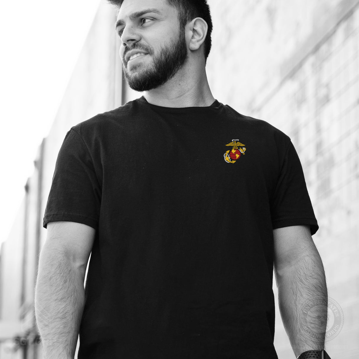 Exclusive Marine Corps T-shirt Customized by Rank- Back Design - SGT GRIT