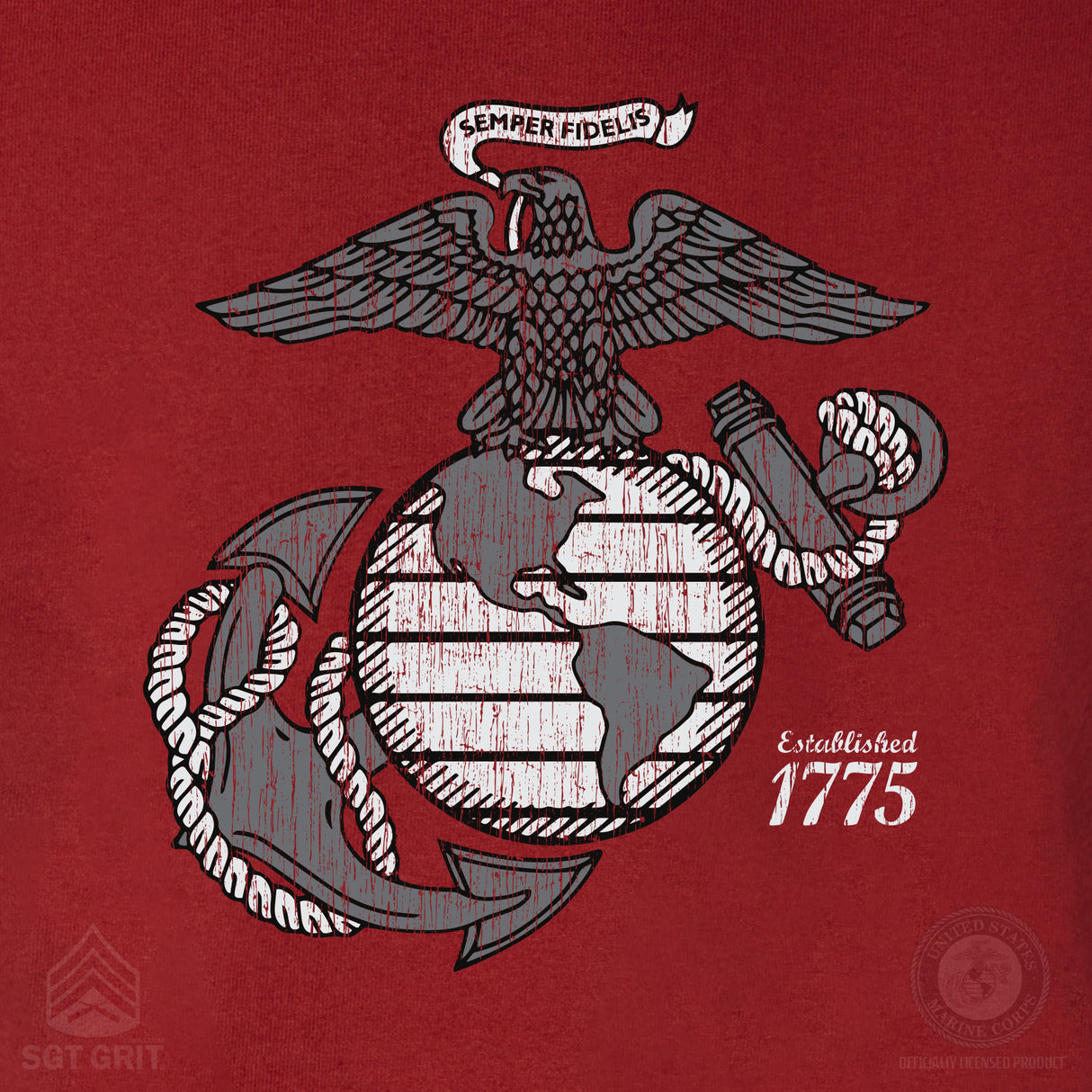 Grayscale Eagle, Globe, and Anchor T-Shirt - SGT GRIT