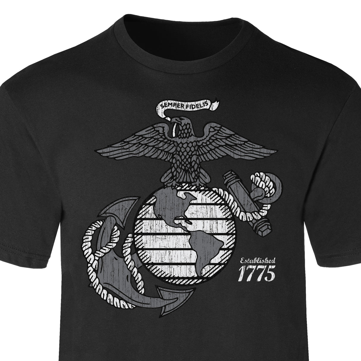 Grayscale Eagle, Globe, and Anchor T-Shirt - SGT GRIT
