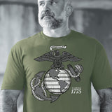 Grayscale Eagle, Globe, and Anchor T-Shirt - SGT GRIT