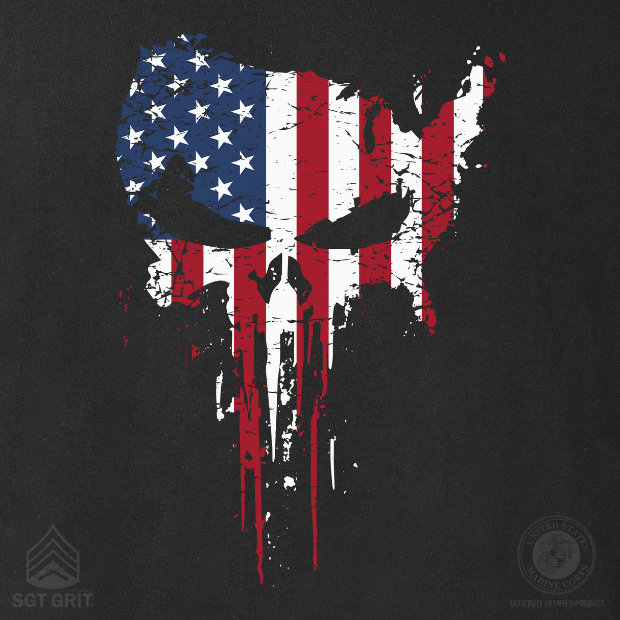 Distressed Skull American Flag T-Shirt - SGT GRIT