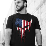 Distressed Skull American Flag T-Shirt - SGT GRIT