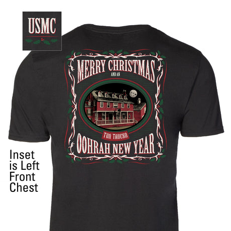 USMC Tun Tavern Christmas T-Shirt Back Design- Black - SGT GRIT