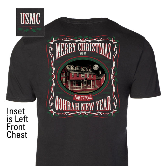 USMC Tun Tavern Christmas T-Shirt Back Design- Black - SGT GRIT