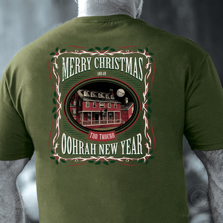 USMC Tun Tavern Christmas T-Shirt Back Design- OD Green (Copy) - SGT GRIT