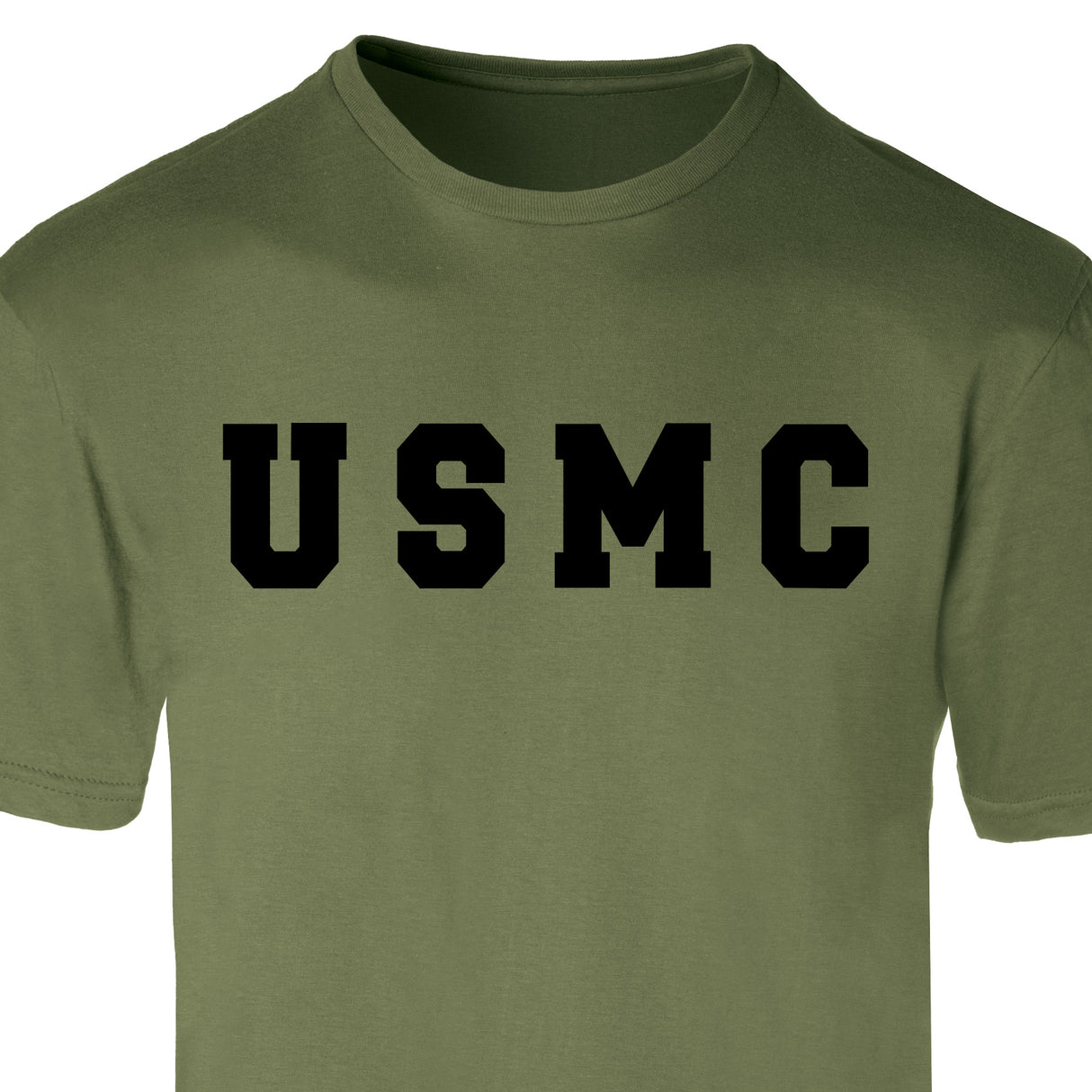 USMC Bold Black Letters on OD Green T-shirt - SGT GRIT