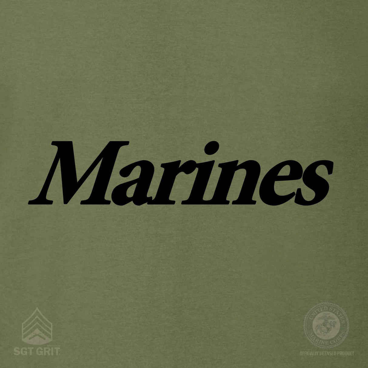 Marines T-Shirt Black on Olive Green - SGT GRIT