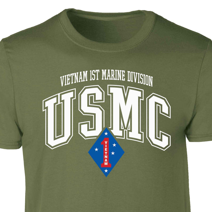 Vietnam 1st Marine Division Arched Patch Graphic T-shirt - SGT GRIT