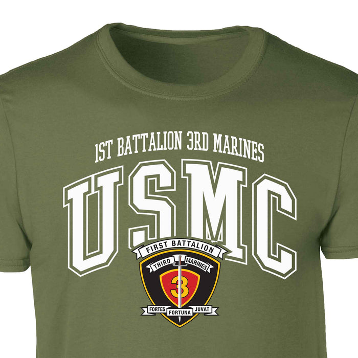 1st Battalion 3rd Marines Arched Patch Graphic T-shirt - SGT GRIT