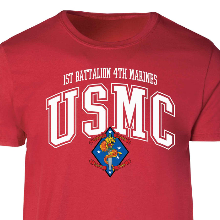 1st Battalion 4th Marines Arched Patch Graphic T-shirt - SGT GRIT