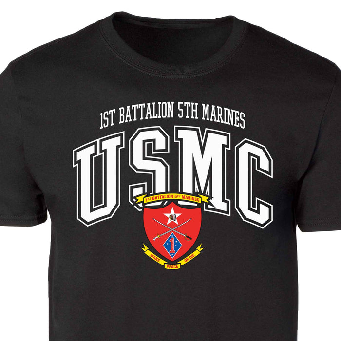 1st Battalion 5th Marines Arched Patch Graphic T-shirt - SGT GRIT