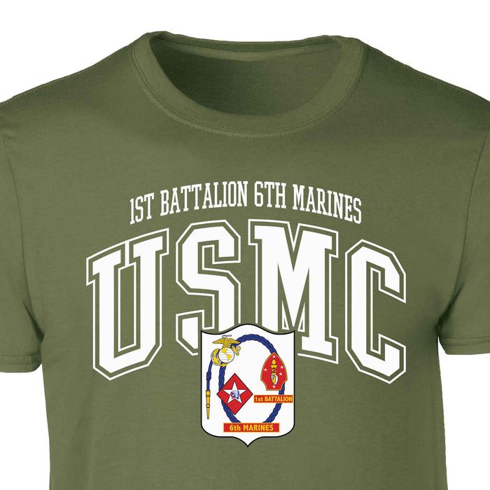 1st Battalion 6th Marines Arched Patch Graphic T-shirt - SGT GRIT