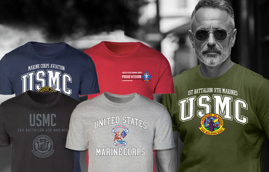 image of 5 USMC unit t-shirts