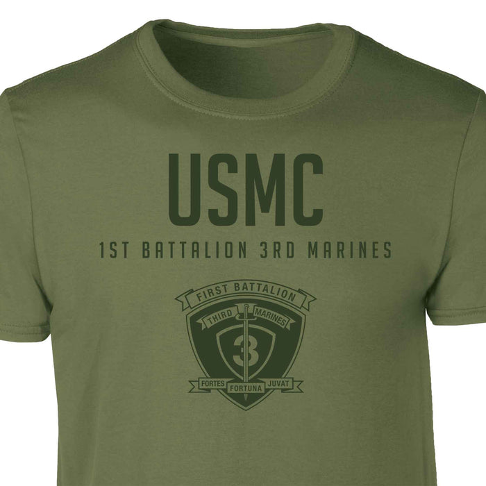 1st Battalion 3rd Marines Tonal Patch Graphic T-shirt - SGT GRIT