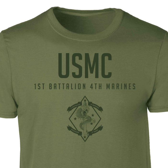 1st Battalion 4th Marines Tonal Patch Graphic T-shirt - SGT GRIT