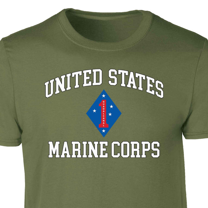 Guadalcanal 1st Marine Division USMC Patch Graphic T-shirt - SGT GRIT