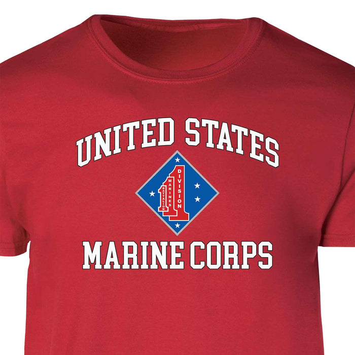 1st Battalion 1st Marines USMC  Patch Graphic T-shirt - SGT GRIT