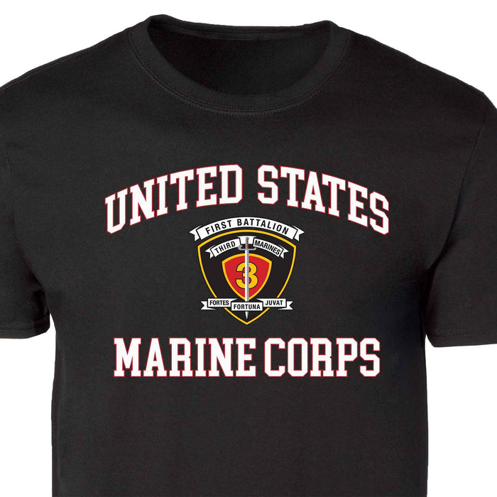 1st Battalion 3rd Marines USMC  Patch Graphic T-shirt - SGT GRIT