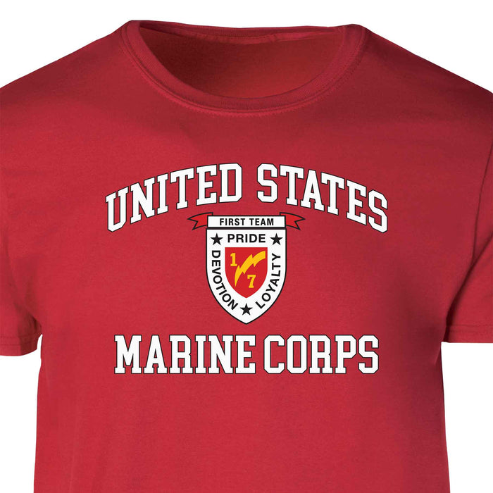 1st Battalion 7th Marines USMC  Patch Graphic T-shirt - SGT GRIT