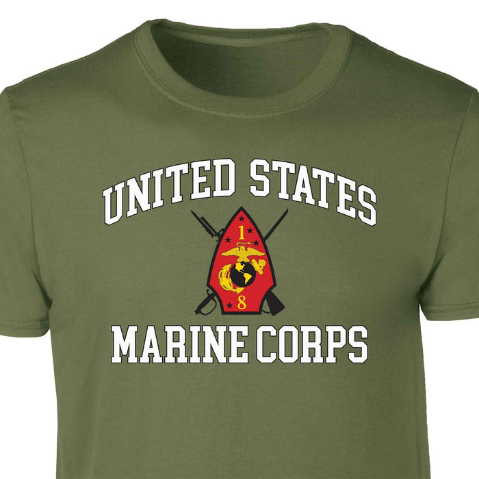 1st Battalion 8th Marines USMC  Patch Graphic T-shirt - SGT GRIT