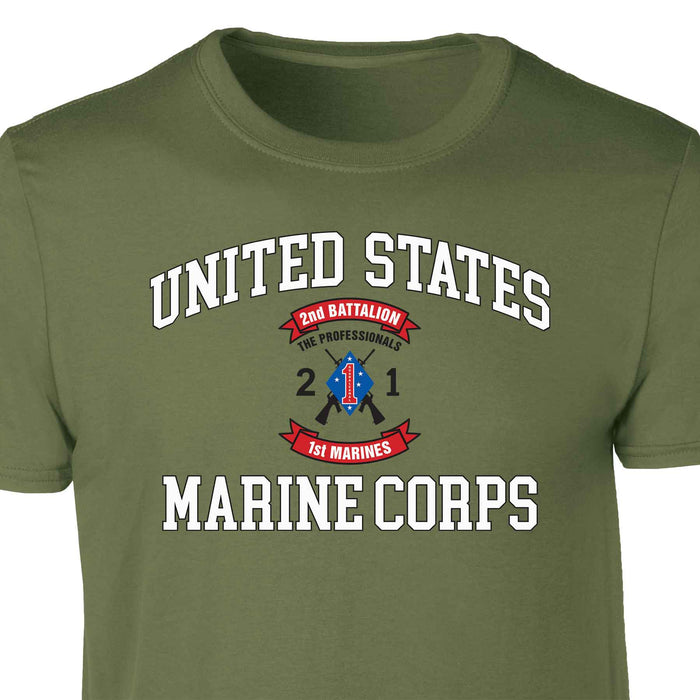 2nd Battalion 1st Marines USMC Patch Graphic T-shirt - SGT GRIT