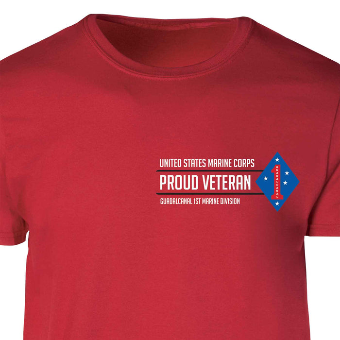 Guadalcanal 1st Marine Division Proud Veteran Patch Graphic T-shirt - SGT GRIT