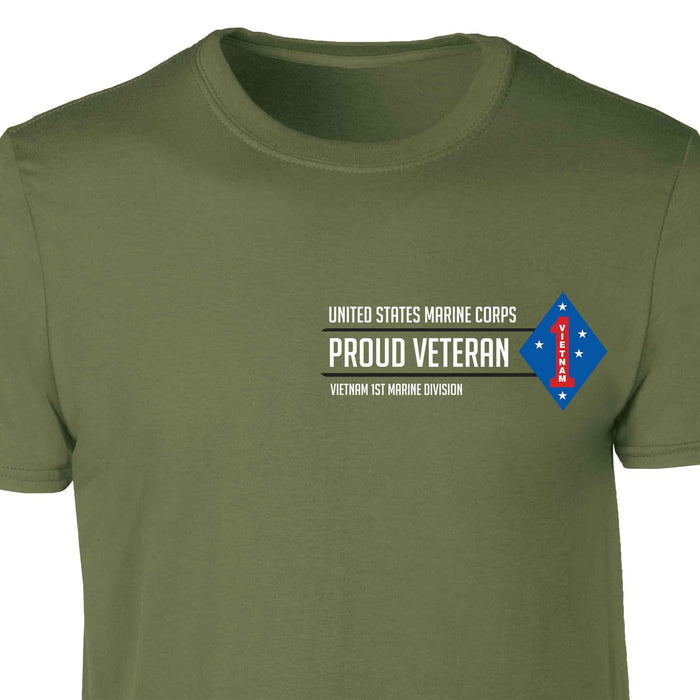 Vietnam 1st Marine Division Proud Veteran Patch Graphic T-shirt - SGT GRIT