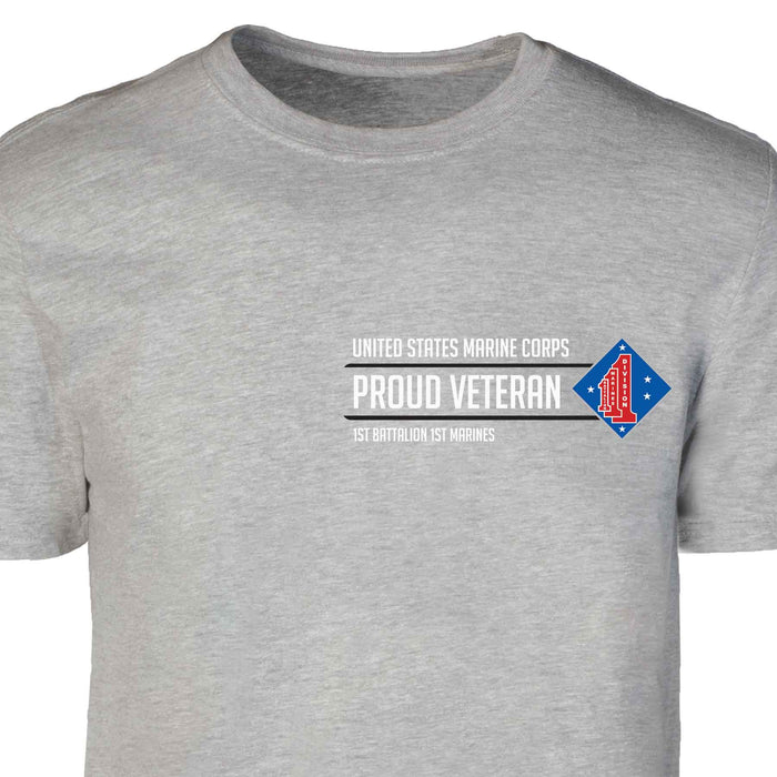 1st Battalion 1st Marines Proud Veteran Patch Graphic T-shirt - SGT GRIT