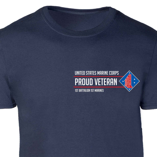 1st Battalion 1st Marines Proud Veteran Patch Graphic T-shirt - SGT GRIT