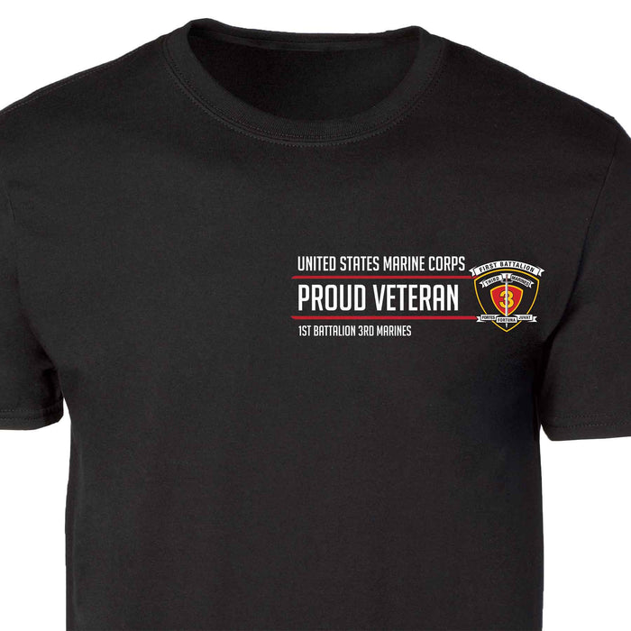 1st Battalion 3rd Marines Proud Veteran Patch Graphic T-shirt - SGT GRIT