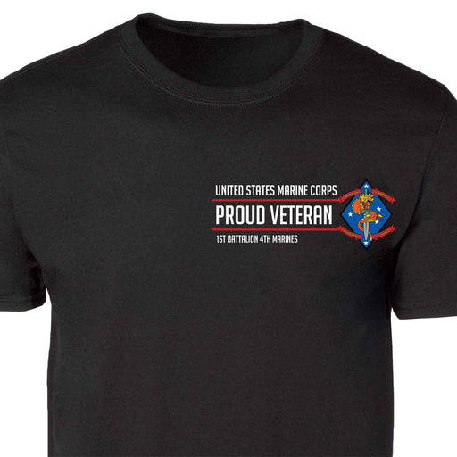 1st Battalion 4th Marines Proud Veteran Patch Graphic T-shirt - SGT GRIT