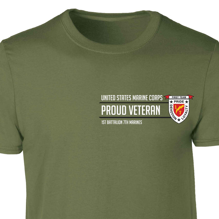 1st Battalion 7th Marines Proud Veteran Patch Graphic T-shirt - SGT GRIT